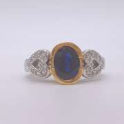 18kt Gold, Blue Sapphire, & Diamond Ring