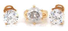 14K GOLD LADIES HUGE CZ RING WITH MATCHING STUDS