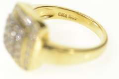 14K Yellow Gold 0.39 Ctw Fancy & White Diamond Halo Statement Ring