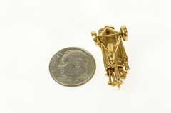 14K Yellow Gold 3D Articulated Golf Club Golfer Bag Charm/Pendant