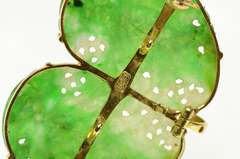 14K Yellow Gold Victorian Carved Floral Swirl Wing Jade Pendant