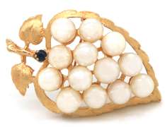 14K Pearl and Sapphire Grape Cluster pendant / brooch