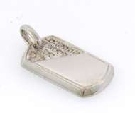 14k white gold diamond ladies dog-tag pendant or charm