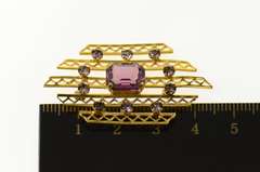 Gold Filled Retro Ornate Sim. Amethyst Statement Pin/Brooch