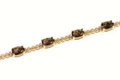 14K Rose Gold 3.90 Ctw LeVian Smoky Quartz Diamond Tennis Bracelet