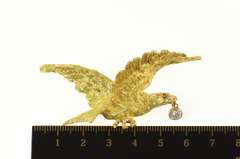 18K Yellow Gold 0.49 Ctw Diamond Ruby Eyed Eagle Cellino Pin/Brooch