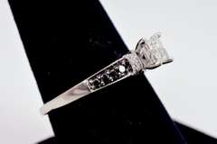 White and Black Diamond Ring in White GOld