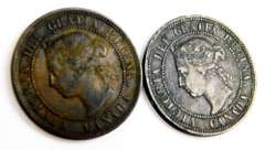 2 British One Cent Coins, 1884 & 1887