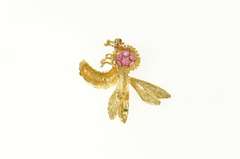 14K Yellow Gold Ruby Cluster Wasp Hornet Yellow Jacket Pin/Brooch