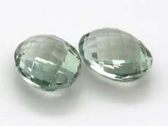 Beautiful Pair of Oval Cut Green Amethyst Gemstones, 18.28ct