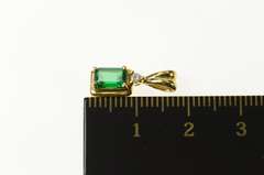 14K Yellow Gold Natural Emerald Diamond Accent Classic Pendant