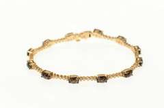 14K Rose Gold 3.90 Ctw LeVian Smoky Quartz Diamond Tennis Bracelet