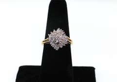 14kt Yellow Gold Diamond Cluster Ring with Baguettes