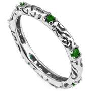1/4 CT EMERALD 925 STERLING SILVER ETERNITY RING