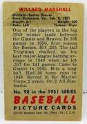 Willard Marshall, Braves 1951 Bowman Baseball Card