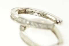 14K White Gold 0.75 Ctw Oval Diamond Statement Hoop Earrings
