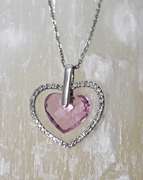 Stunning Pink Topaz and Diamond Heart 14K Pendant