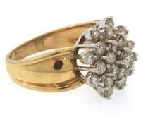 Radiant 14k yellow gold diamond cluster ring