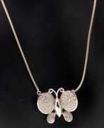 Cute 14k white gold butterfly necklace with diamonds