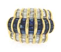 Outstanding 18kt Sapphire and Baguette Diamond Ring