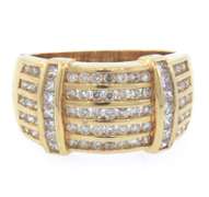 Multi row 14k yellow gold diamond channel set ring