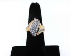 Contemporary 14kt Yellow Gold Diamond Cluster Ring
