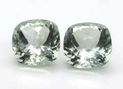Wonderful Pair of Square Cut Green Amethyst Gemstones, 14.03ct