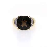 14kt Yellow Gold Smoky Quartz Halo Ring