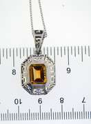 Sterling Silver Greek Key Citrine Pendant And Earrings Set