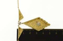 14K Yellow Gold 1950's Ornate Diamond Neck Tie Chain Necklace