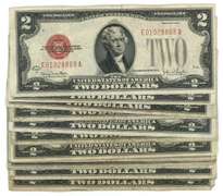 13 Nice 1928 Series $2 Red Seal Notes in Circ