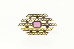 Gold Filled Retro Ornate Sim. Amethyst Statement Pin/Brooch