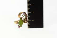 14K Yellow Gold 1960's Nephrite Ruby Fanned Swirl Cocktail Ring
