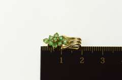 10K Yellow Gold Emerald Cluster Retro Classic Statement Pendant