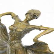 Dancer Bronze Sculpture on Marble Base Figurine