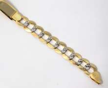 Italian Style Yellow Gold Diamond Cut Cuban ID Bracleet