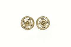 10K Rose Gold 1.01 Ctw Fancy Diamond Halo Classic Stud Earrings