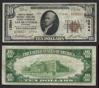 $10 1929-II Bank of America National trust & Savings Association San Francisco VF