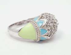 Gorgeous Multi-Color Enamel Ring with Crystals