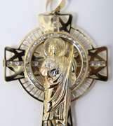 Religious Yellow Gold Saint Jude Cross Pendant