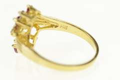 14K Yellow Gold Marquise Natural Ruby Diamond Bypass Ring