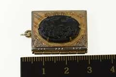 Gold Filled Retro Black Onyx Cameo Book Photo Locket Charm/Pendant