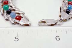 Multi-Gem Fancy Link Bracelet, Sterling