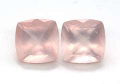 Marvelous Pair of Cushion Cut Rose Quartz Gemstones, 21.16cts