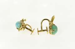 14K Yellow Gold Oval Turquoise Cabochon Screw Back Earrings