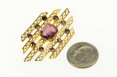 Gold Filled Retro Ornate Sim. Amethyst Statement Pin/Brooch