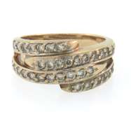 14k yellow gold multi row diamond channel set ring