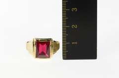 10K Yellow Gold Retro 1930's Syn. Ruby Classic Statement Ring
