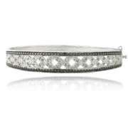 1/2ct Black & White Diamond Flower Bangle Bracelet