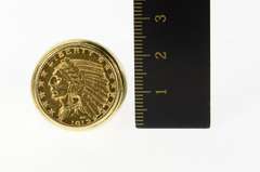 14K Yellow Gold 1912 Gold Indian Head $5 Half Eagle Coin Men's Ring